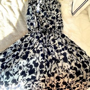 Navy and white floral dress